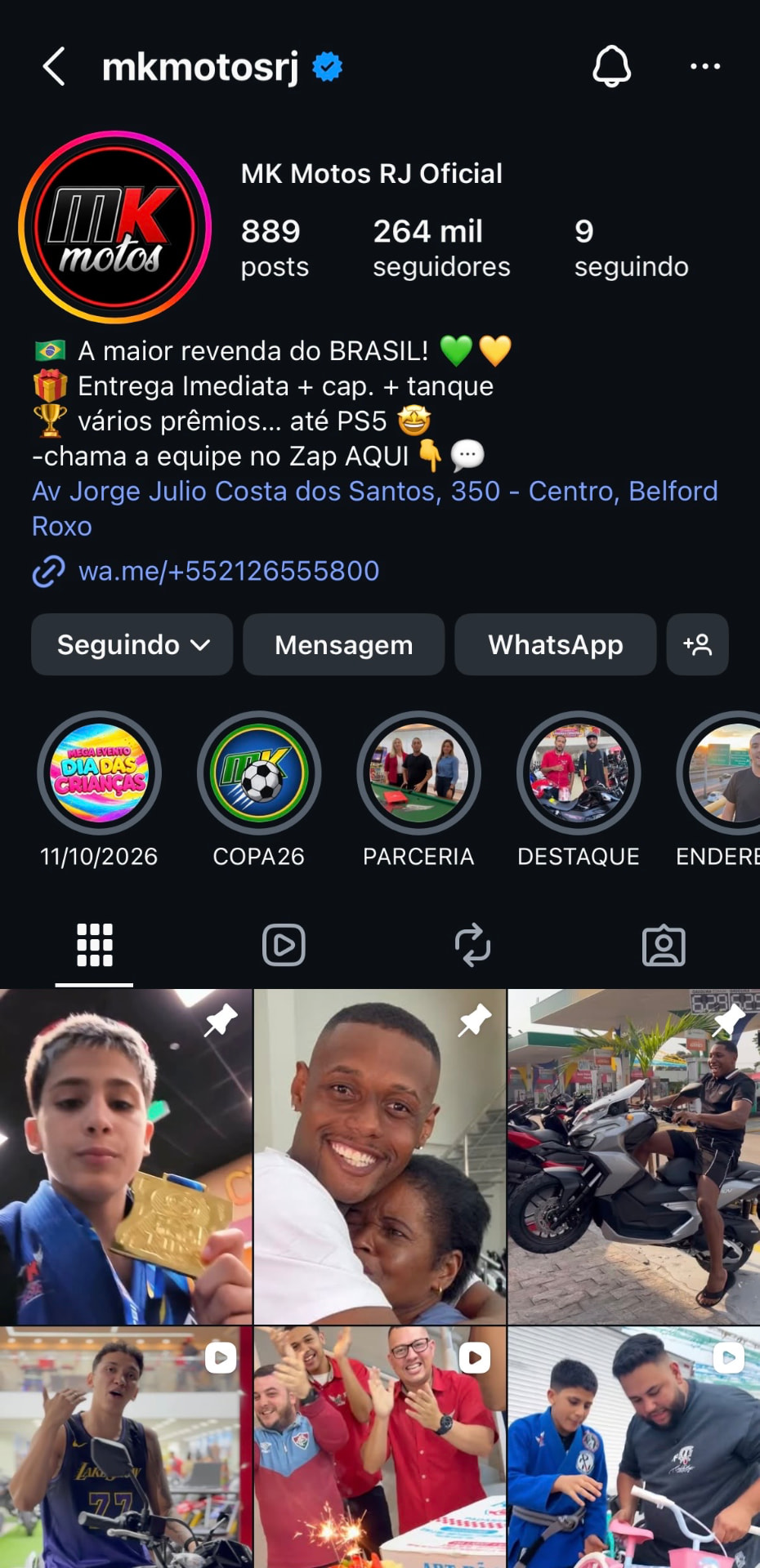 Perfil @mkmotosrj no Instagram